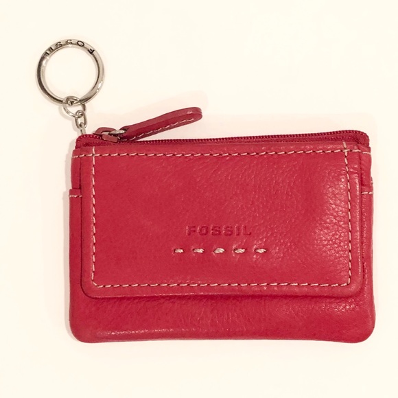 Fossil Handbags - EUC Fossil Red Leather Keychain Coin Purse Wallet